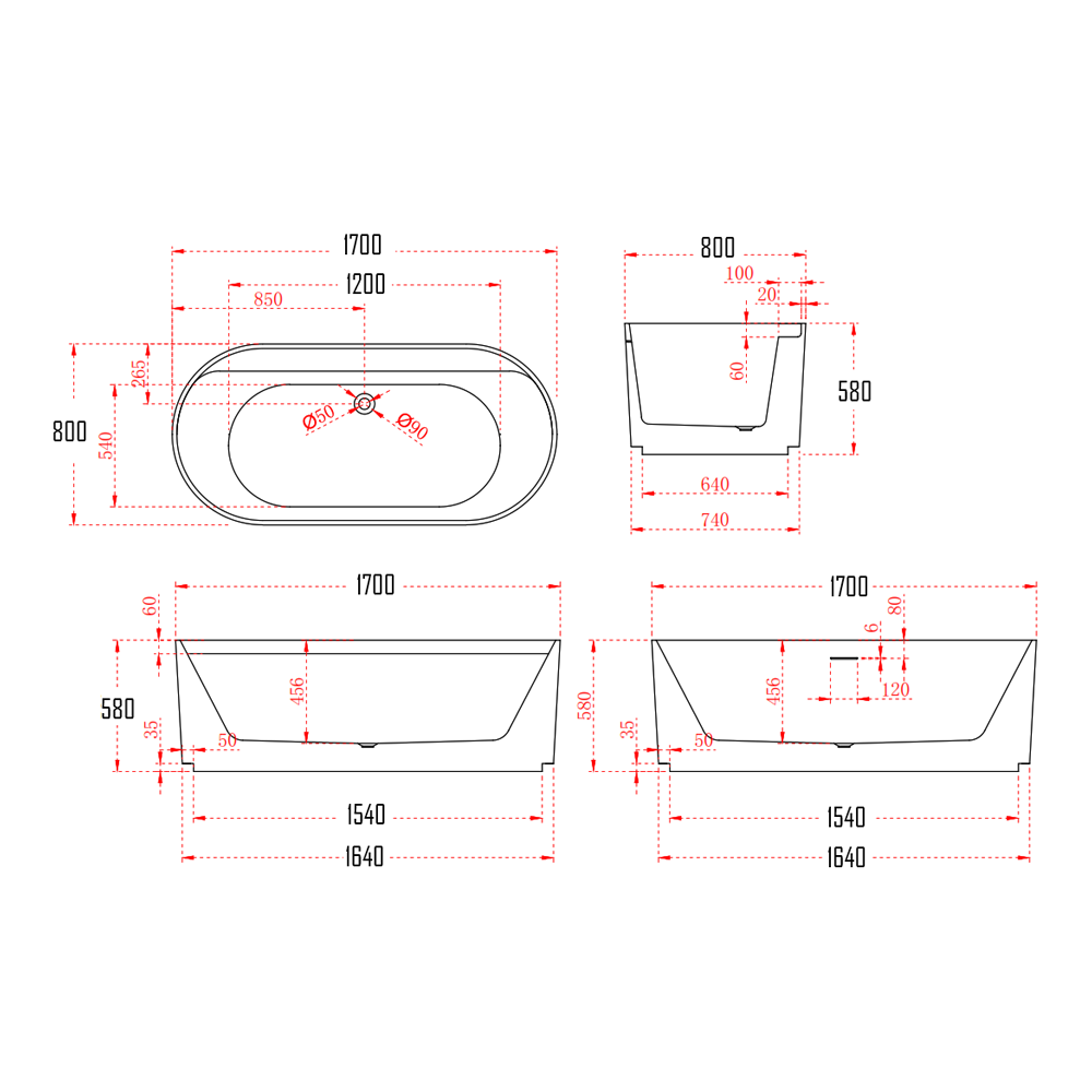 ANNEDAL BATHTUB-ANN317-1700