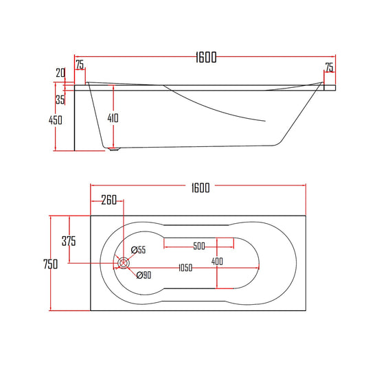 AZRA BATHTUB-AZR312-1600