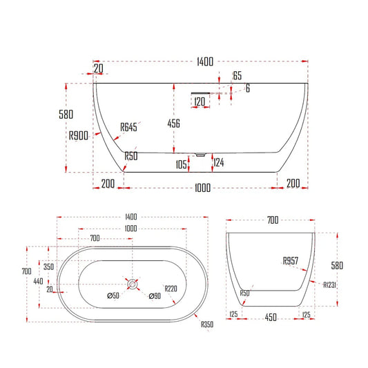 ONNERED BATHTUB-ONN756-1400