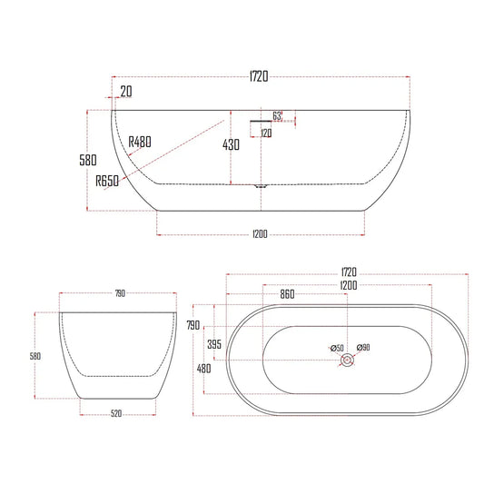 ONNERED BATHTUB-ONN756-1720