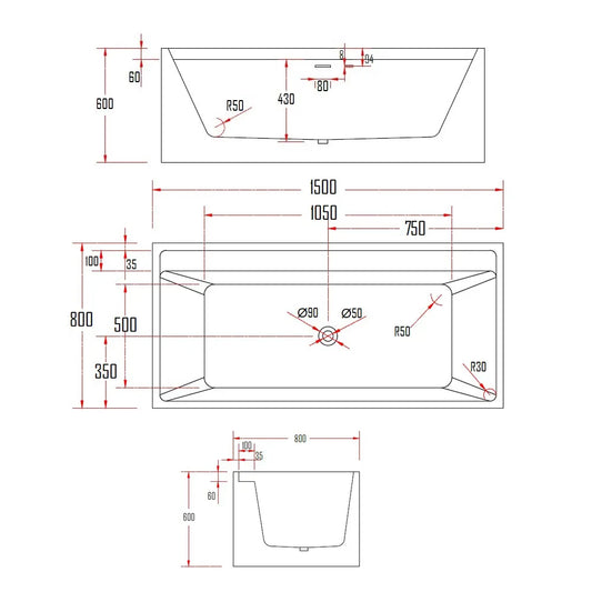 SVARTED BATHTUB-SVA605-1500
