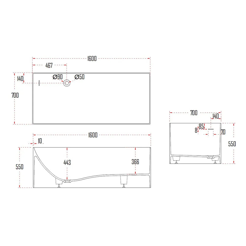 UTBY BATHTUB-UTB8572-1600