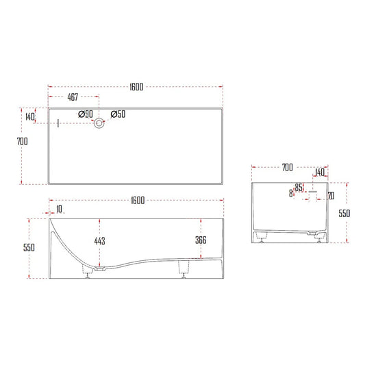 UTBY BATHTUB-UTB8572-1600