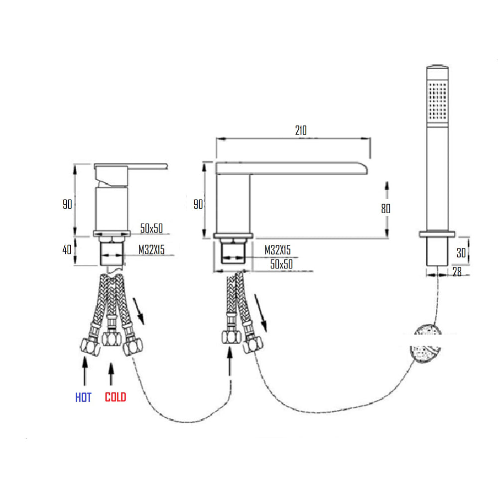 LUND WATERFALL BATHTUB MIXER-LUN-1013