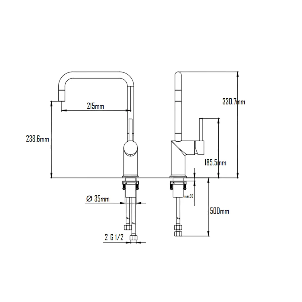 DALSLAND FIXED KITCHEN MIXER-DAL-612