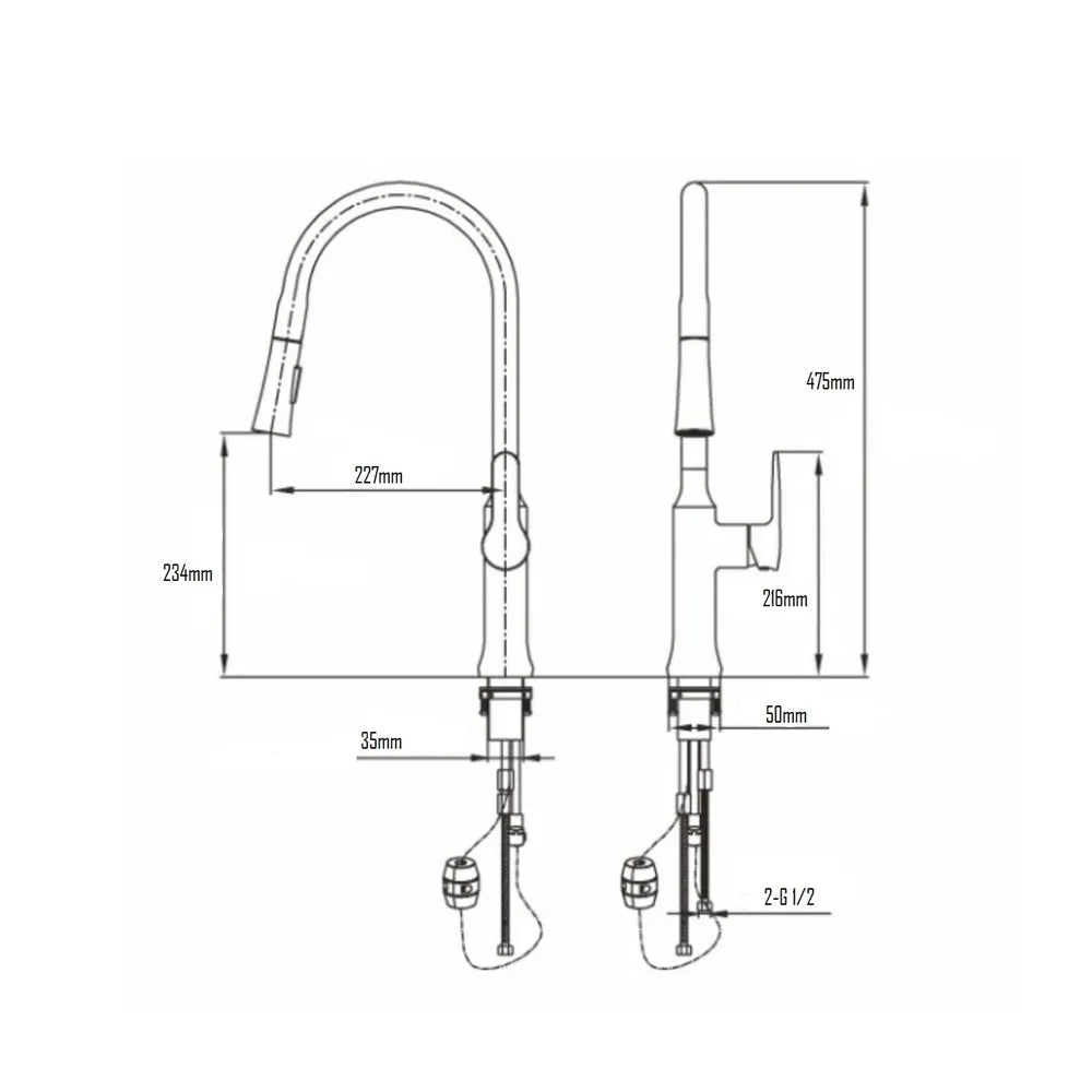 MARS KITCHEN MIXER W/PULL OUT SHOWER-MAR-238
