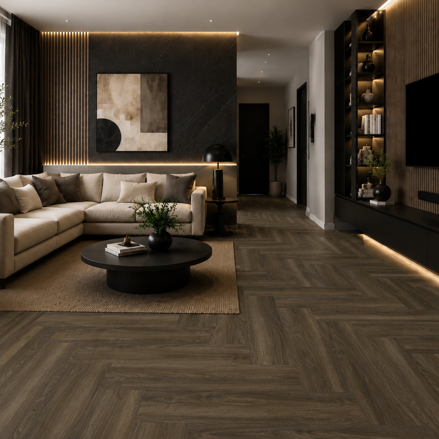 SPC Flooring Appalachian Smoked Shadow Walnut (Herringbon)