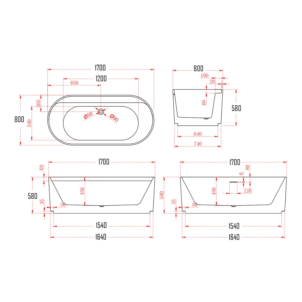 ANNEDAL BATHTUB-ANN317-1700