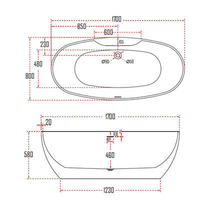 BACKA BATHTUB-BAC680-1700