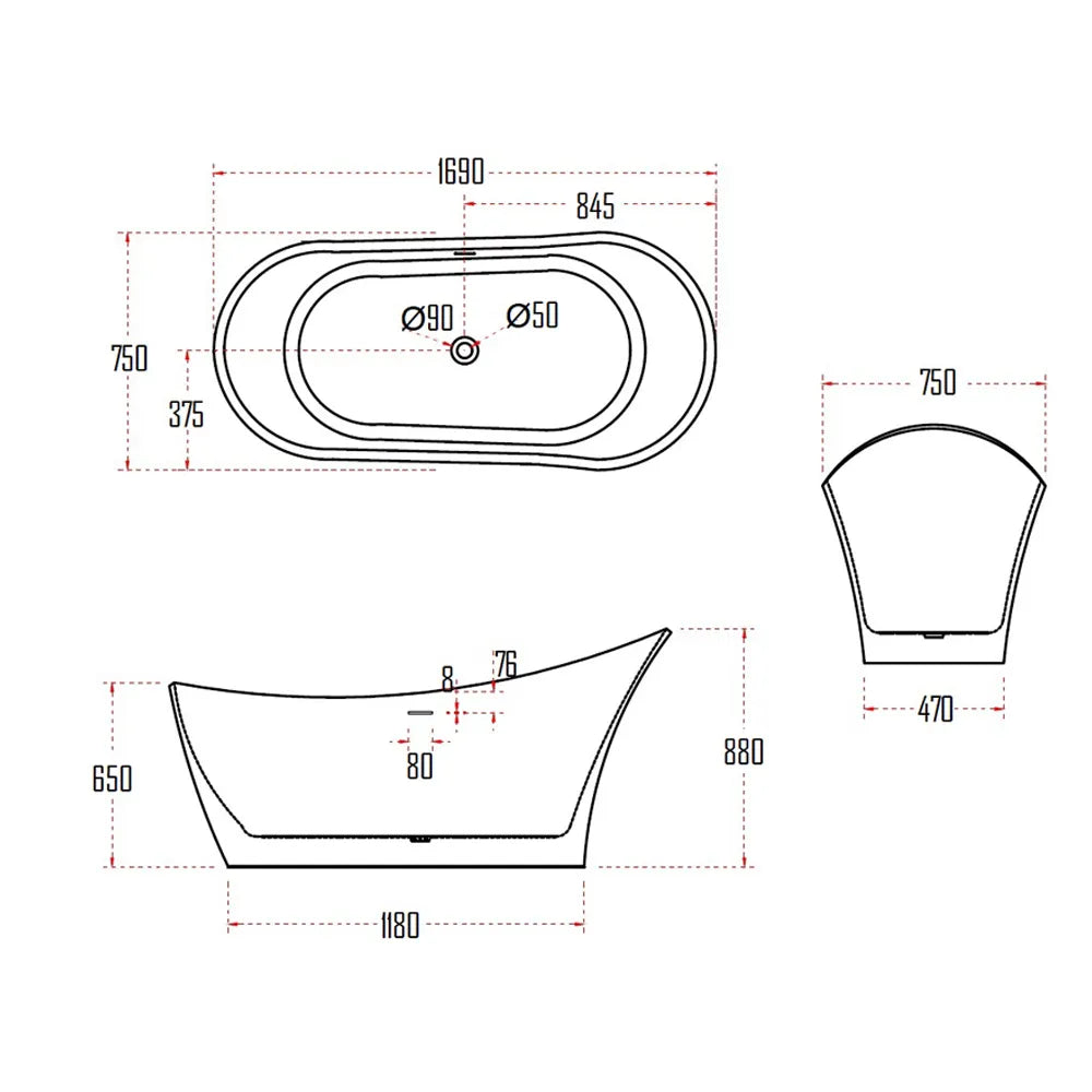 LUNDEN BATHTUB-LUN8811-1690