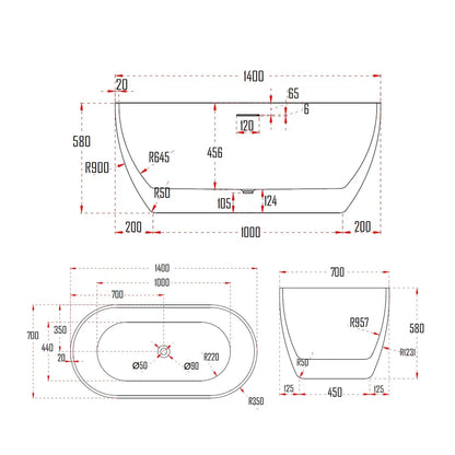 ONNERED BATHTUB-ONN756-1400