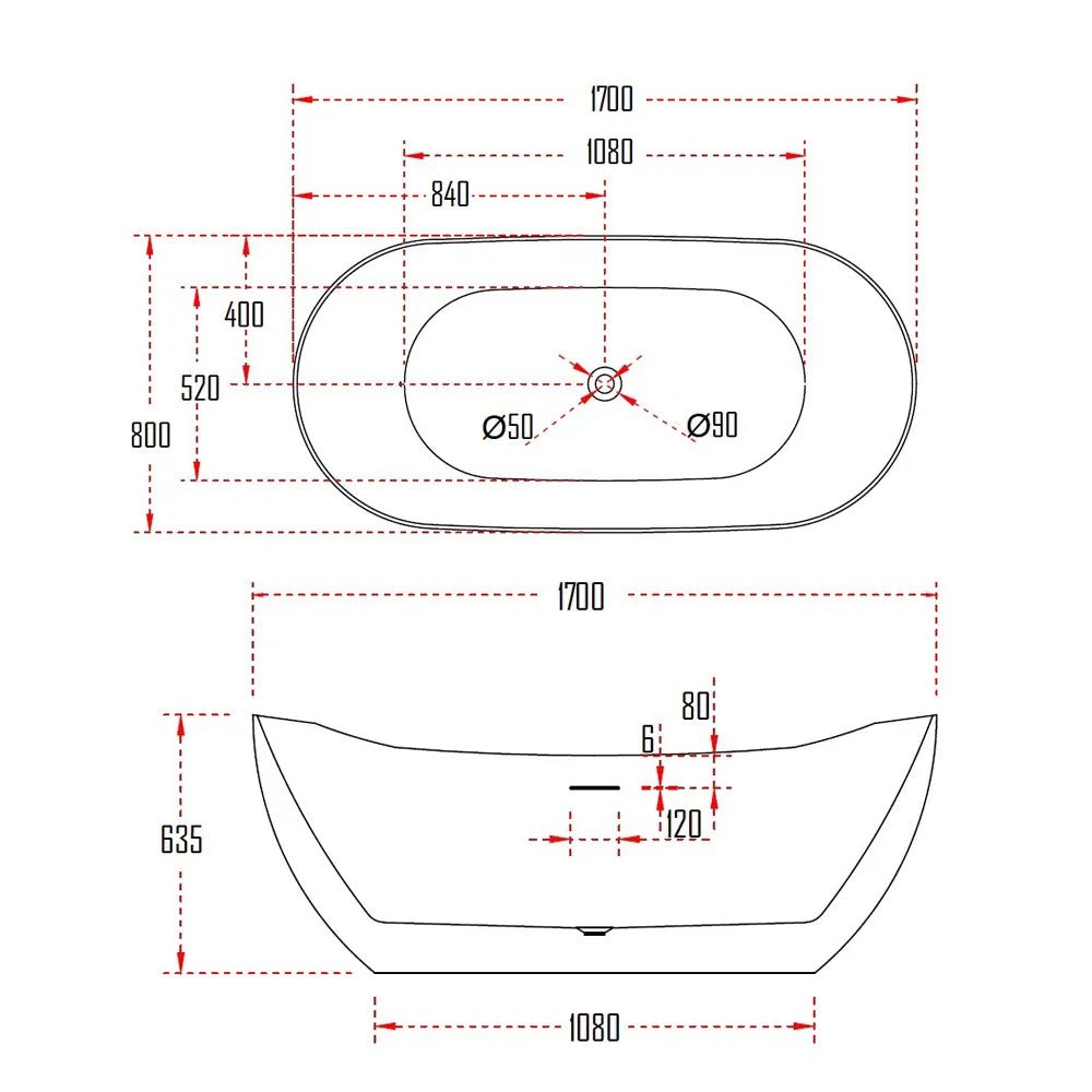 TOFTA BATHTUB-TOF628-1700