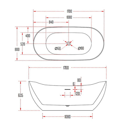 TOFTA BATHTUB-TOF628-1700