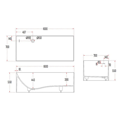UTBY BATHTUB-UTB8572-1600