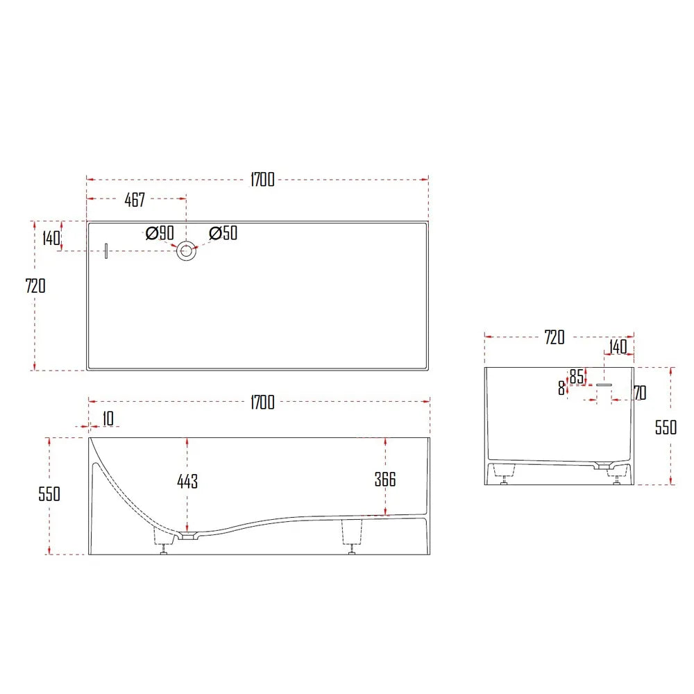UTBY BATHTUB-UTB8572-1700