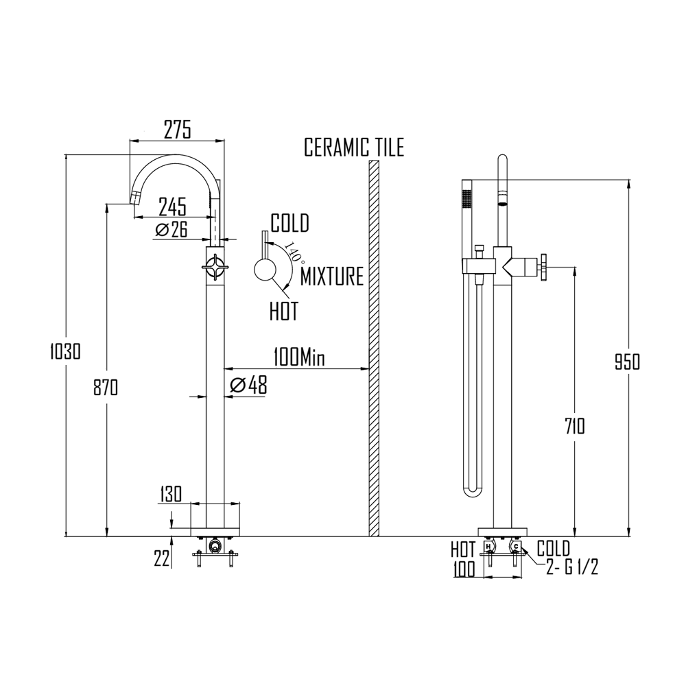 ÖSTRA BATHTUB MIXER-ÖST-208