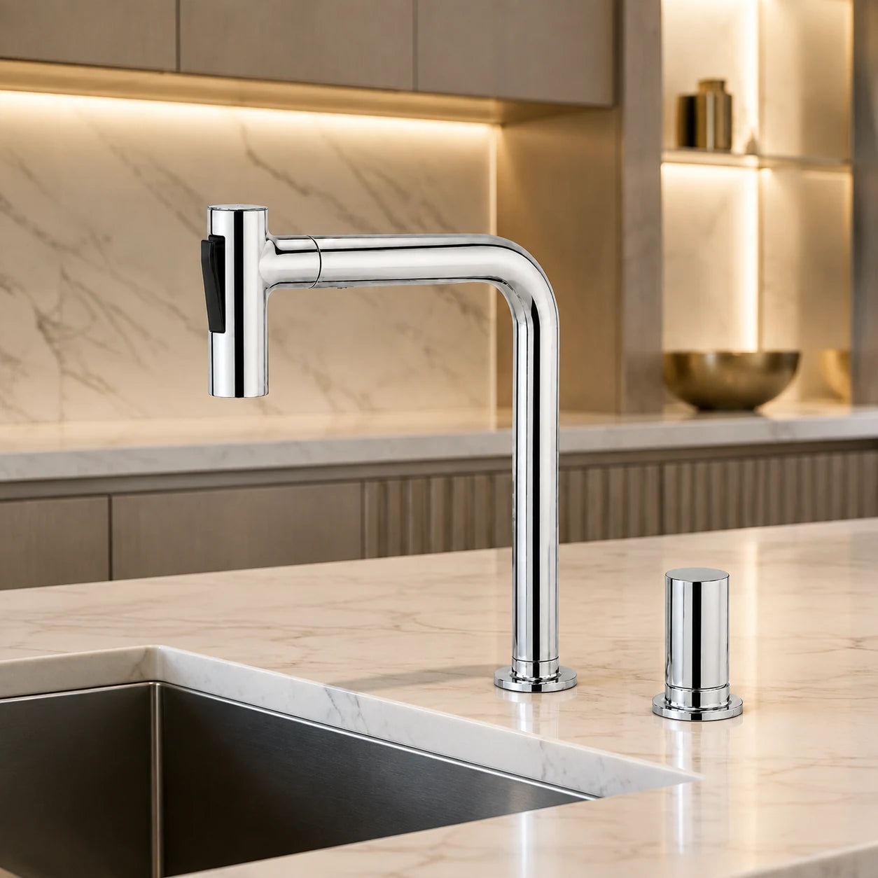 DALARNA 2-HOLE KITCHEN MIXER W/ PULL OUT SHOWER-DAL-1257