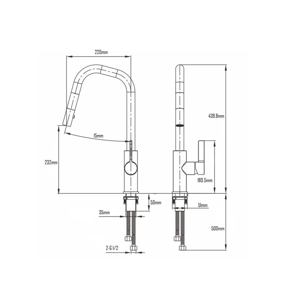 GOTHEN KITCHEN MIXER W/ PULL OUT SHOWER-GOT-292