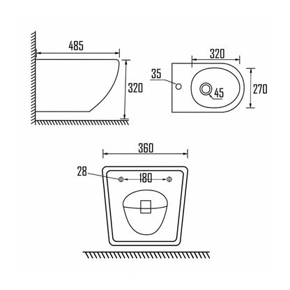 PARON WALL HUNG BIDET-PAR-202