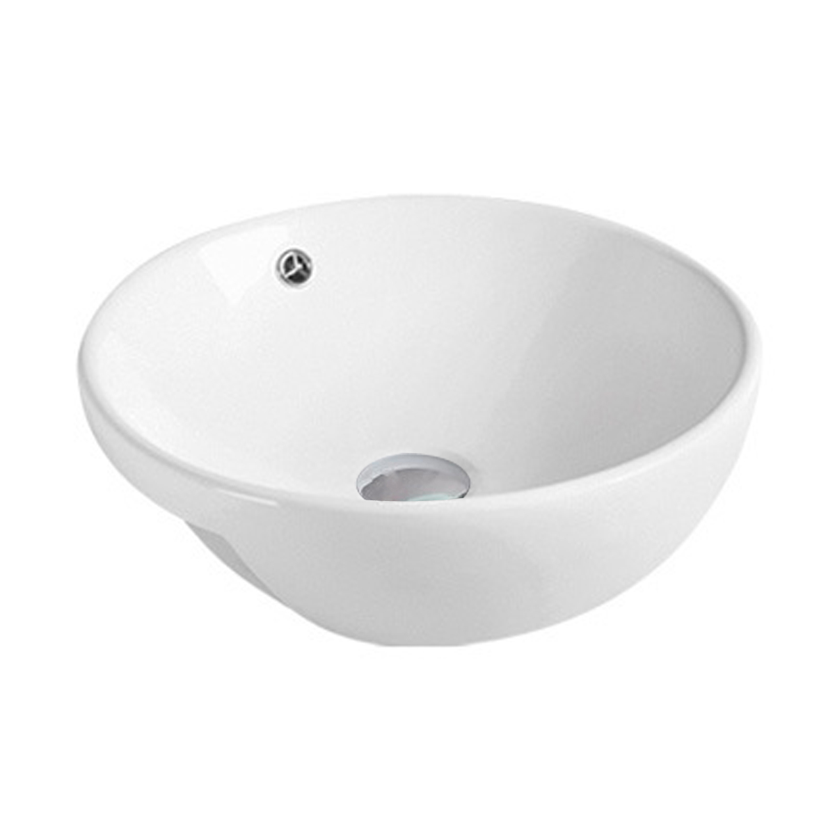 CERAMIC SEMI-RECESSED WASH BASIN WITH OVERFLOW 435*435*155mm